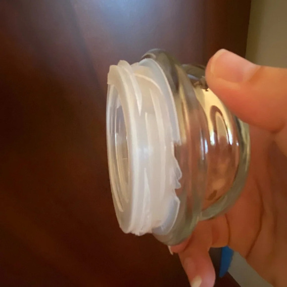 Vintage 1988 CHD Anchor Hocking Country Cat Glass Jar Canister Kitty Rose Lace - Picture 12 of 12